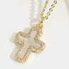 Pendant Clavicle Chain Women Retro Motherofpearl Zircon Inlaid Love Lock Shape Cross Design Copper Electroplating Geometric