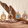 Pendant Clavicle Necklace Natural Color Treasure Topaz Etothyst S925 Sterling Silver Geometric Style Set With Gems