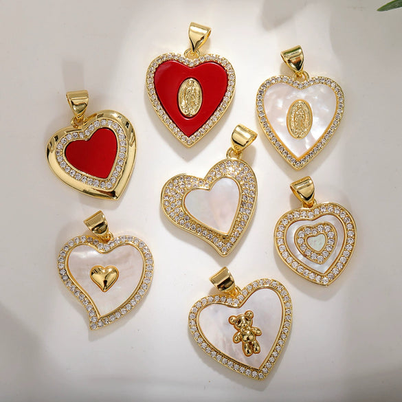 Pendant Copper Goldplated Heartshaped Zircon Accessories Diy