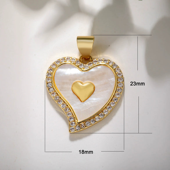 Pendant Copper Goldplated Heartshaped Zircon Accessories Diy