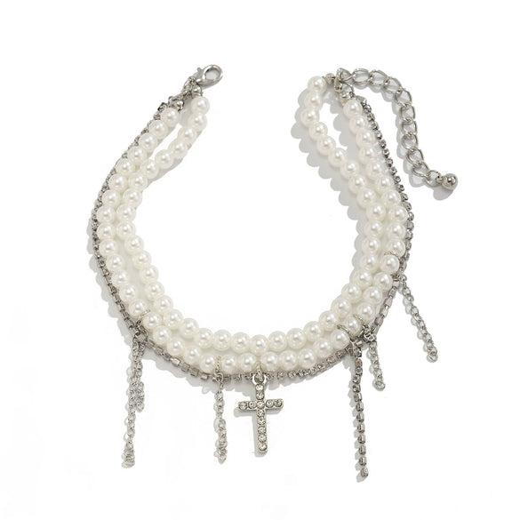 Pendant Decoration Imitation Pearl Claw Chain Alloy Rhinestone Geometric Style Women's