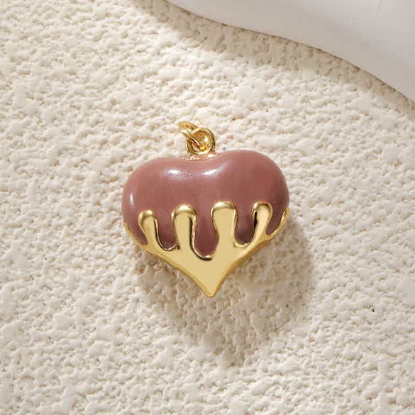 Pendant Diy Accessories Copper Heartshaped Electroplating Lava Love Red Heart Crystal