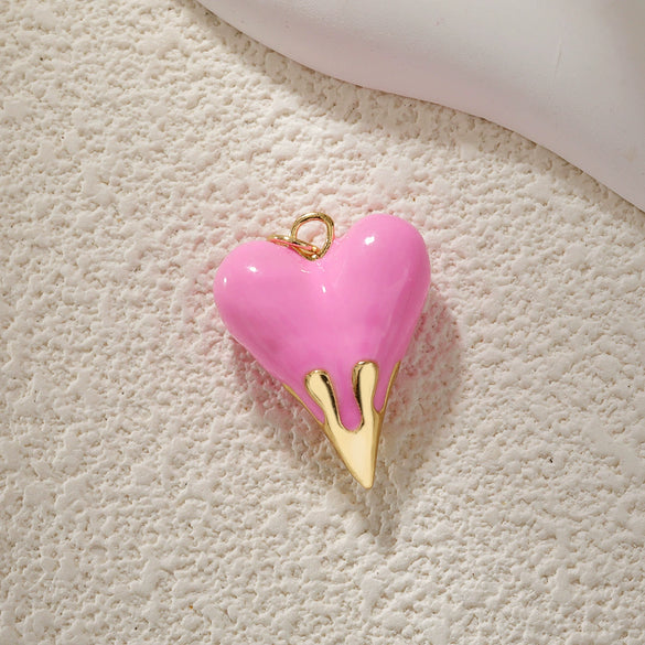 Pendant Diy Accessories Copper Heartshaped Electroplating Lava Love Red Heart Crystal