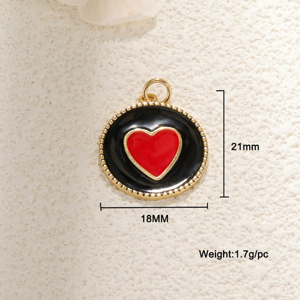 Pendant Diy Accessories Copper Heartshaped Electroplating Lava Love Red Heart Crystal