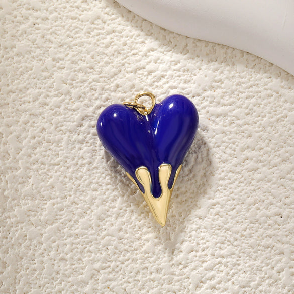 Pendant Diy Accessories Copper Heartshaped Electroplating Lava Love Red Heart Crystal