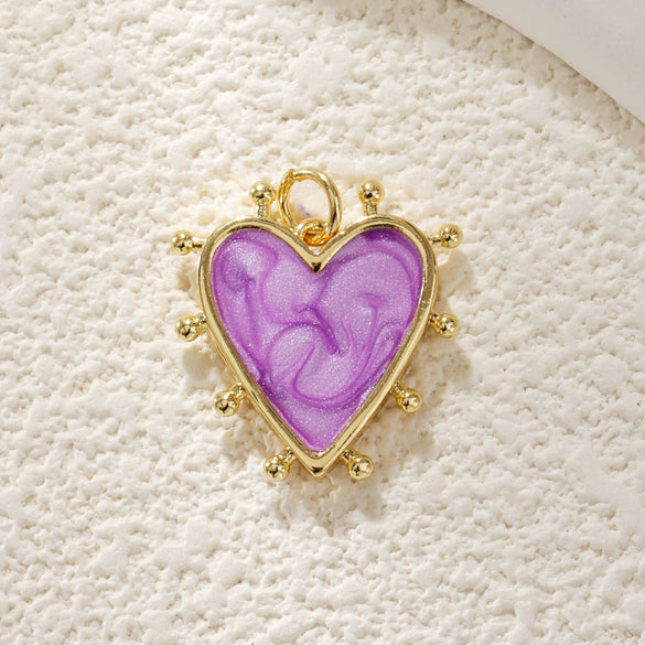 Pendant Diy Accessories Copper Heartshaped Electroplating Lava Love Red Heart Crystal