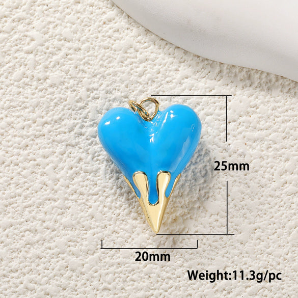 Pendant Diy Accessories Copper Heartshaped Electroplating Lava Love Red Heart Crystal