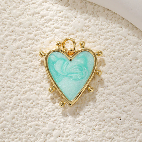 Pendant Diy Accessories Copper Heartshaped Electroplating Lava Love Red Heart Crystal