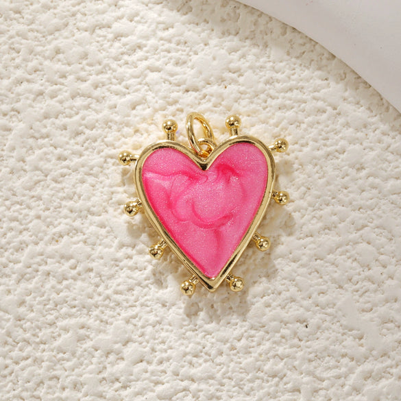 Pendant Diy Accessories Copper Heartshaped Electroplating Lava Love Red Heart Crystal