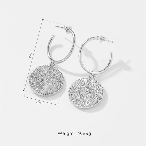 Pendant Earrings Copper Geometric Electroplated Platinum 18K Gold Retro Light Luxury Women's