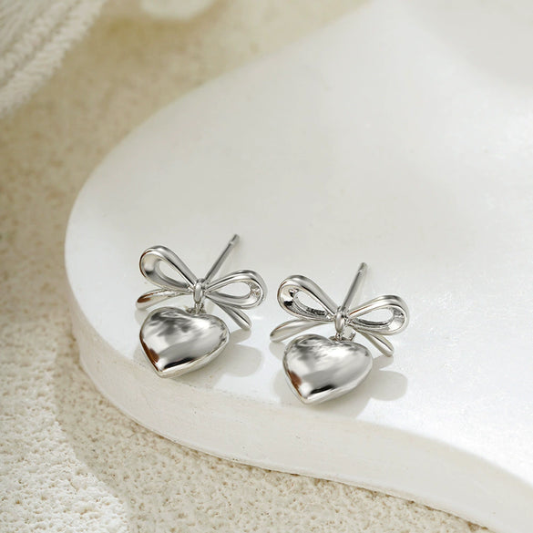 Pendant Earrings Copper Heartshaped Bow Tie Electroplating For Women