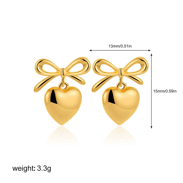 Pendant Earrings Copper Heartshaped Bow Tie Electroplating For Women