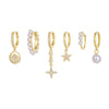Pendant Earrings Copper Pearl Star Geometric Style Six Piece Set