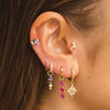 Pendant Earrings Copper Zirconia Niche Style Cartoon Astronaut Water Drop Splicing Flower Pattern
