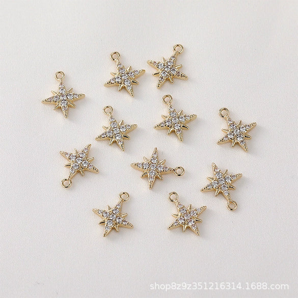 Pendant Earrings Necklace Accessories Copper 14K Gold Plated Meteor Star Design