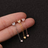 Pendant Earrings Stainless Steel Flower Inlaid Zircon Women's