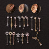Pendant Earrings Stainless Steel Flower Inlaid Zircon Women's