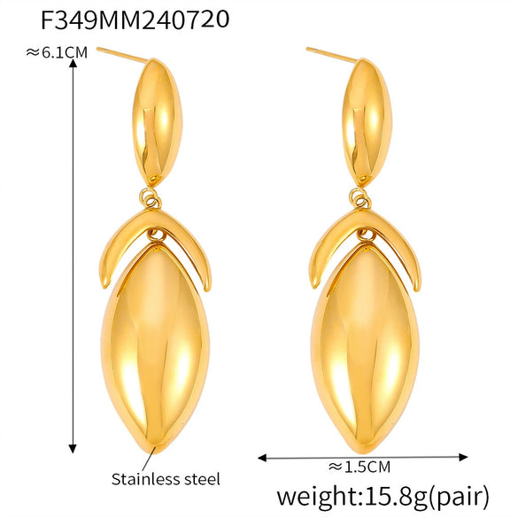 Pendant Earrings 316L Stainless Steel Geometric Stitching Electroplated Niche Style For Women