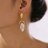 Pendant Earrings 316L Stainless Steel Geometric Stitching Electroplated Niche Style For Women