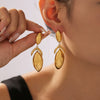 Pendant Earrings 316L Stainless Steel Geometric Stitching Electroplated Niche Style For Women