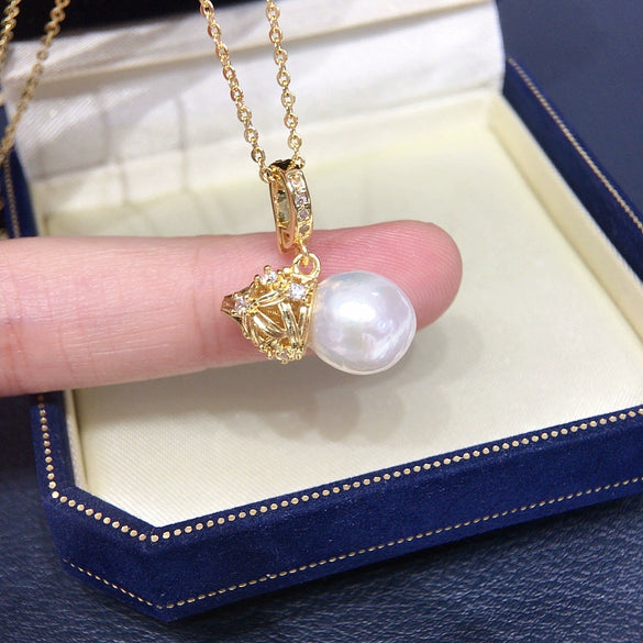 Pendant Freshwater Pearl Copper Round Gourd Baroque Candy Wrinkle Aurora Style