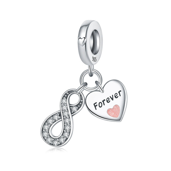 Pendant Jewelry Accessories 925 Sterling Silver Heart Shaped Infinite Eternal Love Dripping Oil Design
