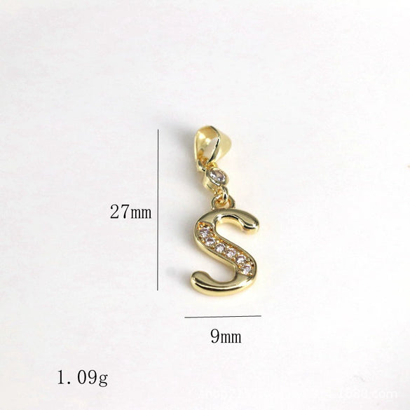 Pendant Jewelry Copper Gold Inlaid Letter Style Accessories
