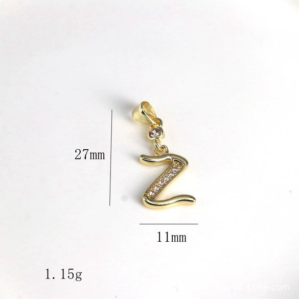 Pendant Jewelry Copper Gold Inlaid Letter Style Accessories