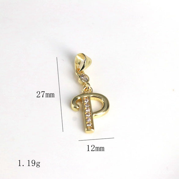 Pendant Jewelry Copper Gold Inlaid Letter Style Accessories