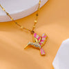 Pendant Jewelry Copper Inlaid Zircon Electroplating Colorful Oil Drop Style Unisex Clavicle Chain