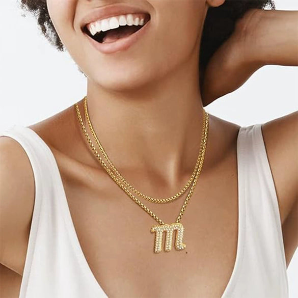 Pendant Jewelry Copper Mixed Gemstone Inlaid With Letters Numbers Text Style For Women