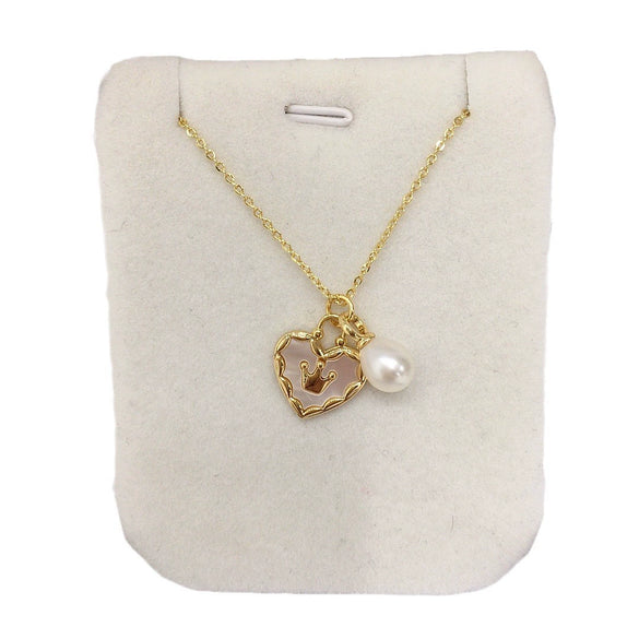 Pendant Jewelry Freshwater Pearl Copper Love Crown Flat Round Bun Round Minimalist