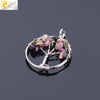 Pendant Jewelry Handmade With Natural Crystal Semi Precious Stone And Tree Of Life Design Electroplated