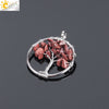 Pendant Jewelry Handmade With Natural Crystal Semi Precious Stone And Tree Of Life Design Electroplated