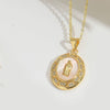 Pendant Mixed Gemstone Inlaid Copper Simple Retro Oval Animals Zodiac Electroplating Design Unisex