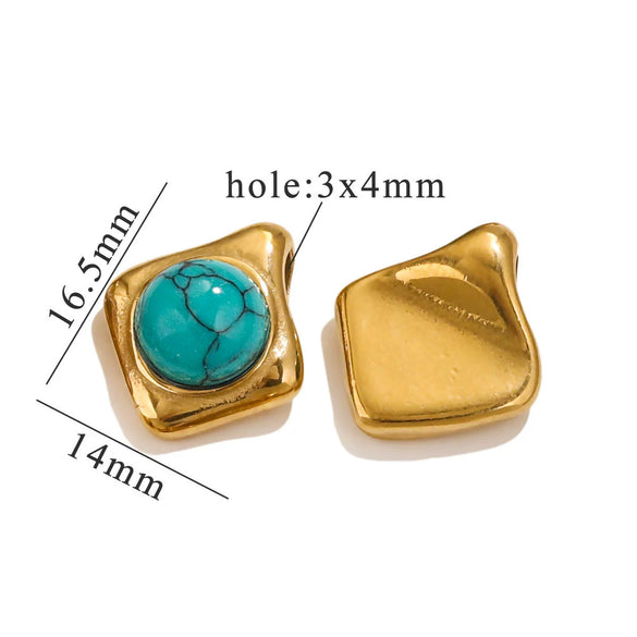 Pendant Natural Stone Diamond Stainless Steel 18K Gold Plated Electroplated Accessories
