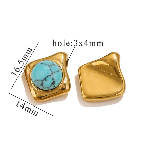 Pendant Natural Stone Diamond Stainless Steel 18K Gold Plated Electroplated Accessories