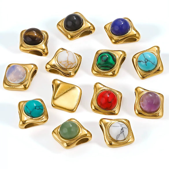 Pendant Natural Stone Diamond Stainless Steel 18K Gold Plated Electroplated Accessories