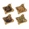 Pendant Natural Stone Gravel Glued Titanium Steel Plated 18K Gold Niche Style