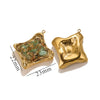 Pendant Natural Stone Gravel Glued Titanium Steel Plated 18K Gold Niche Style