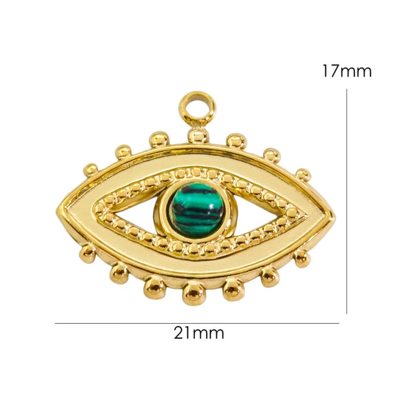 Pendant Natural Stone Stainless Steel Retro Devil Eye Geometry Vacuum In Furnace Electroplated