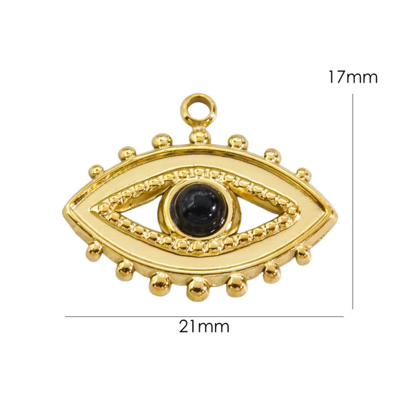 Pendant Natural Stone Stainless Steel Retro Devil Eye Geometry Vacuum In Furnace Electroplated