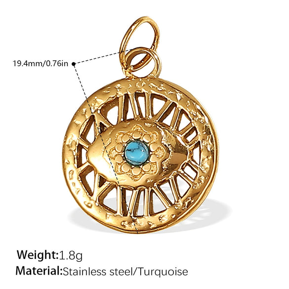 Pendant Necklace Accessories 316L Stainless Steel 18K Gold Plated Palm Eye Eight Eyes Electroplated