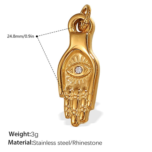 Pendant Necklace Accessories 316L Stainless Steel 18K Gold Plated Palm Eye Eight Eyes Electroplated