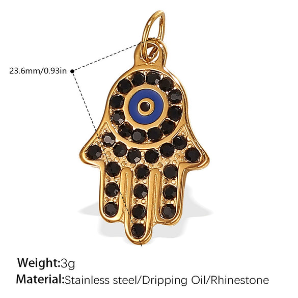 Pendant Necklace Accessories 316L Stainless Steel 18K Gold Plated Palm Eye Eight Eyes Electroplated