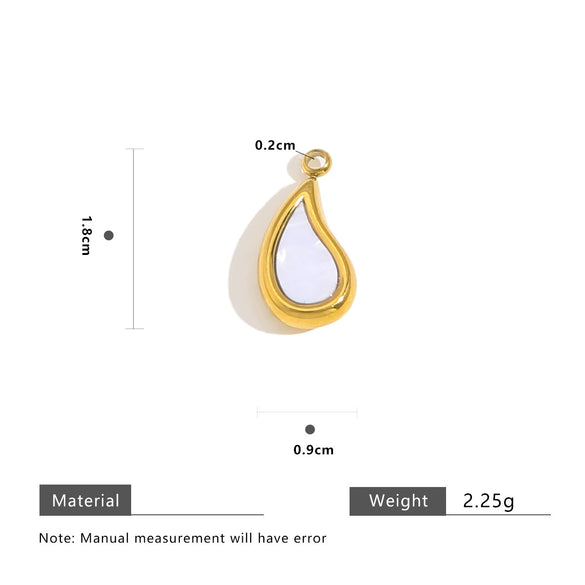 Pendant Necklace Accessories Stainless Steel Natural Stone Fivepointed Star Drop Shape Totem Pattern Vacuum Gold Plated
