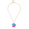Pendant Necklace Alloy Crystal Color Fluorite Fivepointed Star Stainless Steel O Subchain Environmentally Friendly Women's