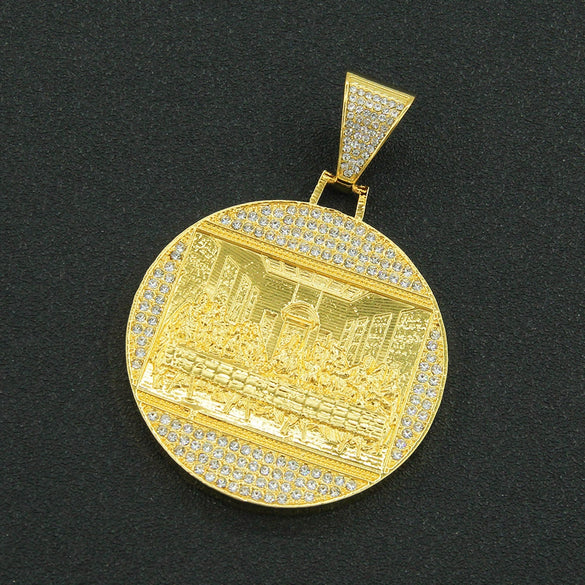 Pendant Necklace Alloy Geometric Diamondencrusted Exaggerated Punk Cuban Chain For Male