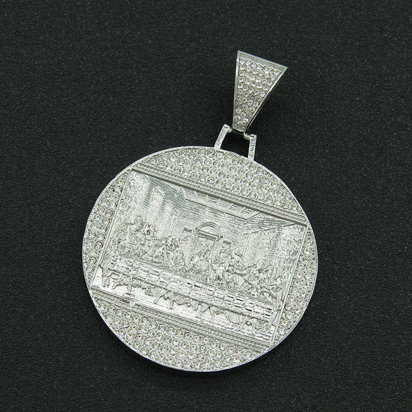 Pendant Necklace Alloy Geometric Diamondencrusted Exaggerated Punk Cuban Chain For Male