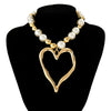 Pendant Necklace Alloy Heart Shape Geometric Type Electroplating Imitation Pearl